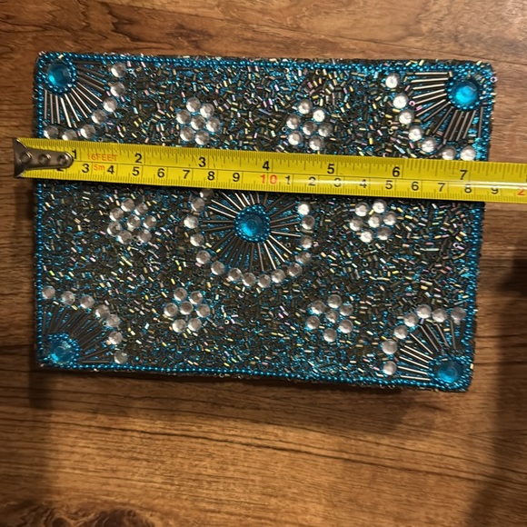 Bollywood Indian Handmade Gemstone Stone Exquisite Turquoise Beaded Jewelry Box - Picture 5 of 8